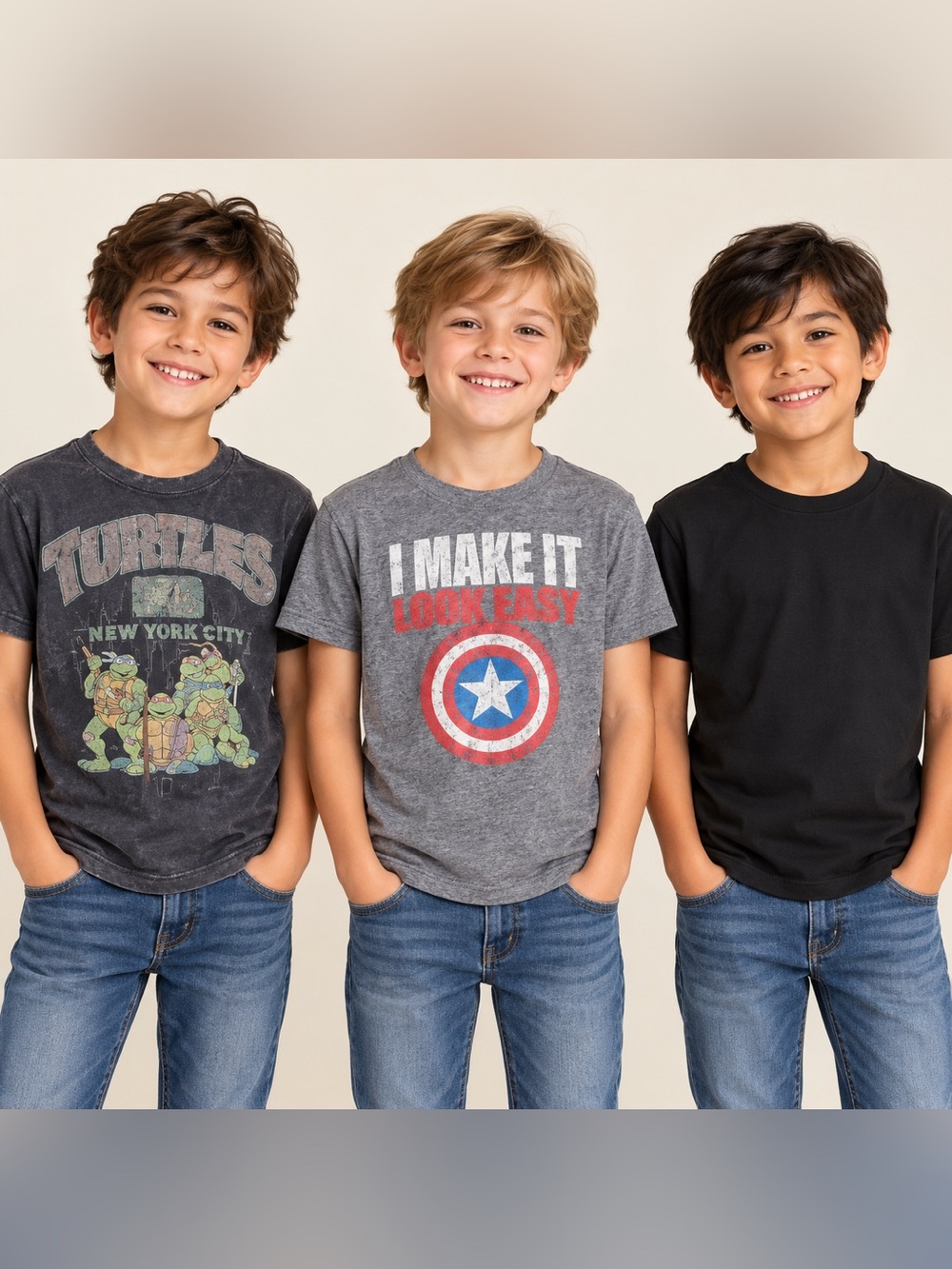 Marvel Champion TMNT Boys T-shirt 3 Piece Lot Sz M (8)